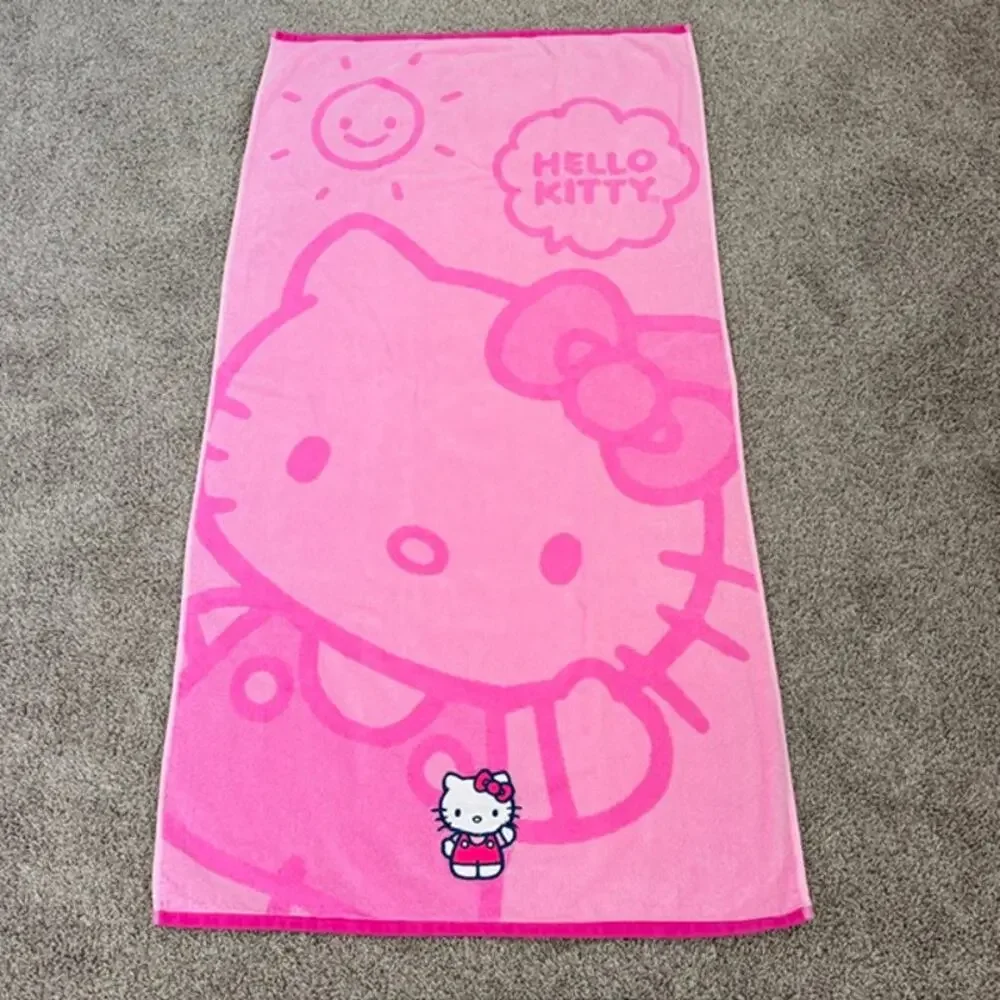 Sanrio HELLO KITTY Lot of 2 Bath Towels Embroidered Applique 100% Cotton